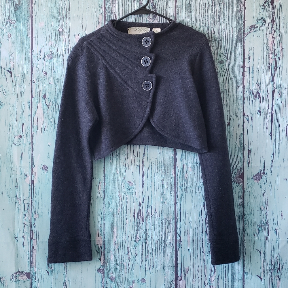 Anthropologie Wool Crop Bolero Shrug Cardigan by Sparrow - Picture 2 of 9